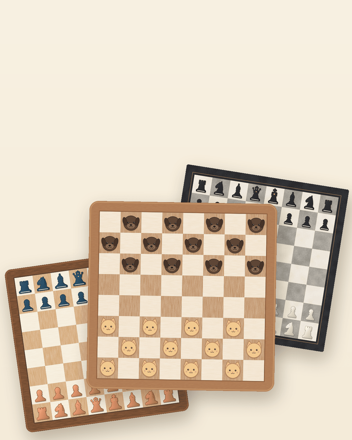 Checkers pieces in the Cats & Dogs and Paper skins
